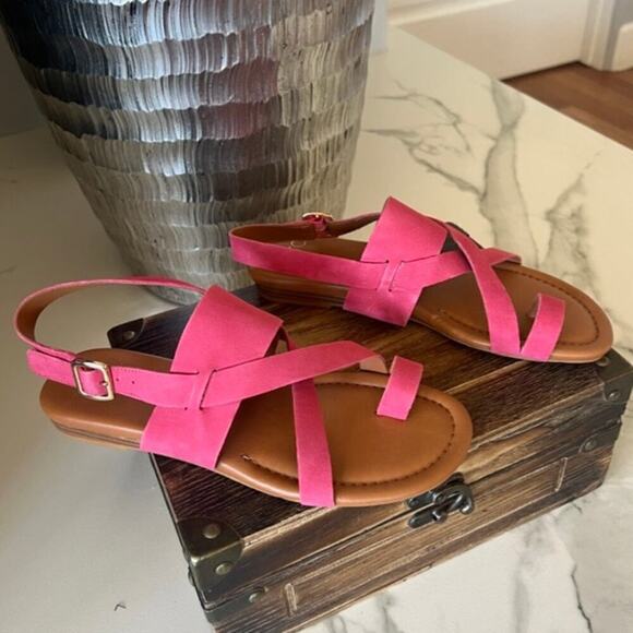 Franco Sarto Gia Suede Sandals in Pink - Picture 1 of 9